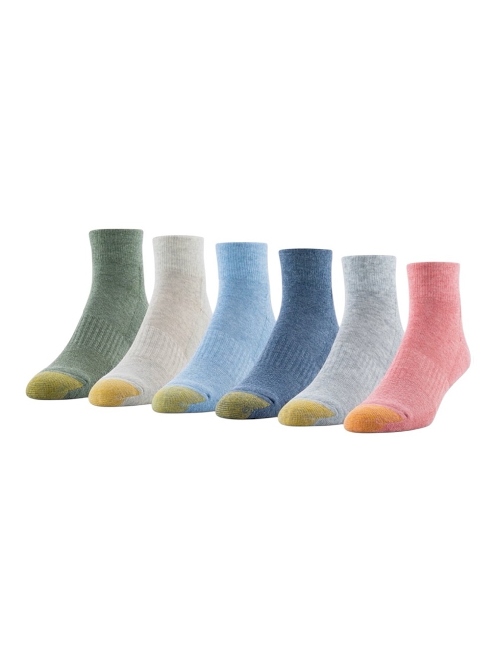 GOLDTOE Men's Sun Washed Rib Crew Socks 6 Pack Shoe Size 6-12.5